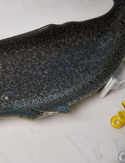 Ceramic Decorative Platter Whale Seinhijo Black 29x14x3cm