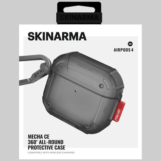 Skinarma Mecha Ce Θήκη Σιλικόνης με Γάντζο Smoke για Apple AirPods 4