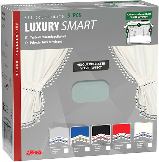 Lampa Κουρτινες Νταλικας Luxury Smart Ασημι Μπλε Σετ Lampa 5 Τεμ L9603.3