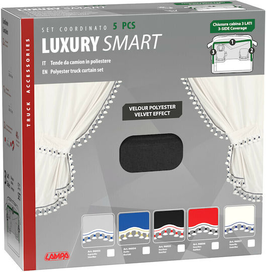 Lampa Truck Curtains Luxury Smart Black Red Set Lampa 5 Pcs L9603.5