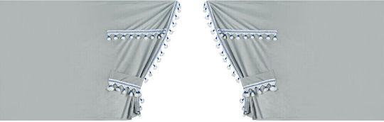 Lampa Truck Curtains Luxury Pro Cabin Silver Blue Set Lampa 8 Pcs L9603.8