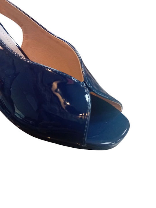 Sandals from Patent Leather Blue
