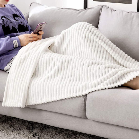 Miulee Fleece Decke für die Couch 125x150cm Weiß