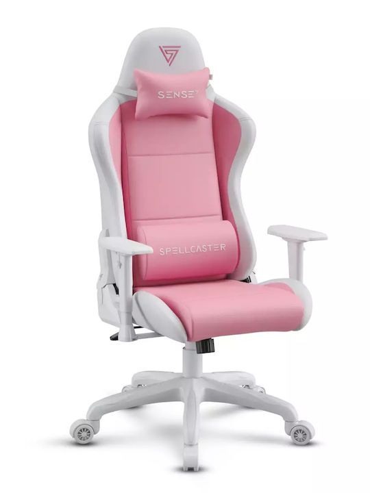 SENSE7 Spellcaster FUKU Scaun Gaming Din piele ecologică cu Brațe Reglabile White/Pink
