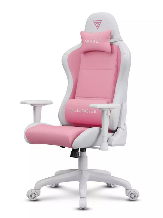 SENSE7 Spellcaster FUKU Scaun Gaming Din piele ecologică cu Brațe Reglabile White/Pink