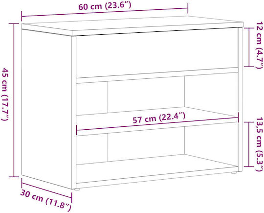 Entry Furniture with Shoe Rack & Bench Black Beech 60x30x45cm
