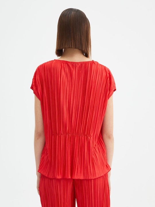 Damen Bluse Ärmellos Red