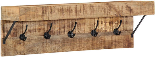 vidaXL Wooden Wall Hanger Brown 73x19x23cm 1pc