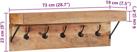 vidaXL Κρεμάστρα Τοίχου Ξύλινη Καφέ 73x19x23cm