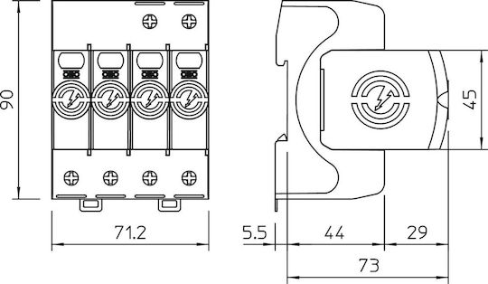 OBO Bettermann 4-Poles Inspired T2 Panel Lightning Protection 60kA