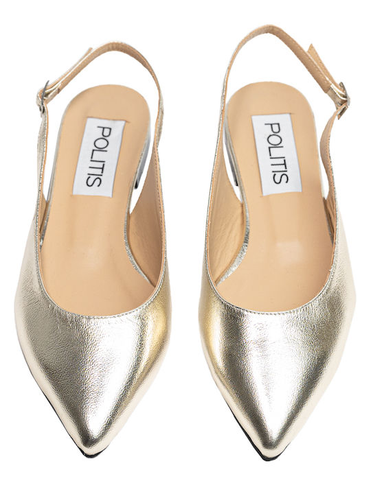 Anatomic Leather Pointy Slingback Ballerinas Gold