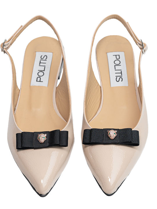 Anatomic Leather Pointy Slingback Ballerinas Beige