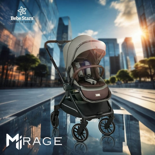 Bebe Stars Mirage Reglabil 3 în 1 Cărucior pentru copii Potrivit pentru Nou-născut Olive