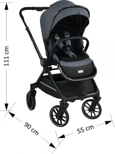 Bebe Stars Mirage Ρυθμιζόμενο Καρότσι 3 σε 1 Kατάλληλο για Nεογέννητο Grey