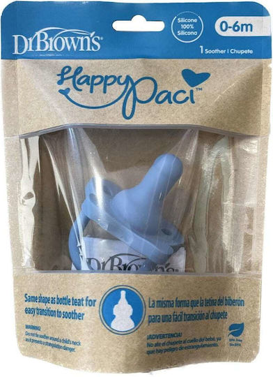 Dr. Brown's Happy Paci Πιπίλα Σιλικόνης Μπλε για 0-6 μηνών