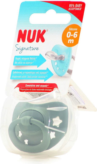 Nuk Signature Orthodontic Pacifier Silicone with Case Stars - Mint for 0-6 months