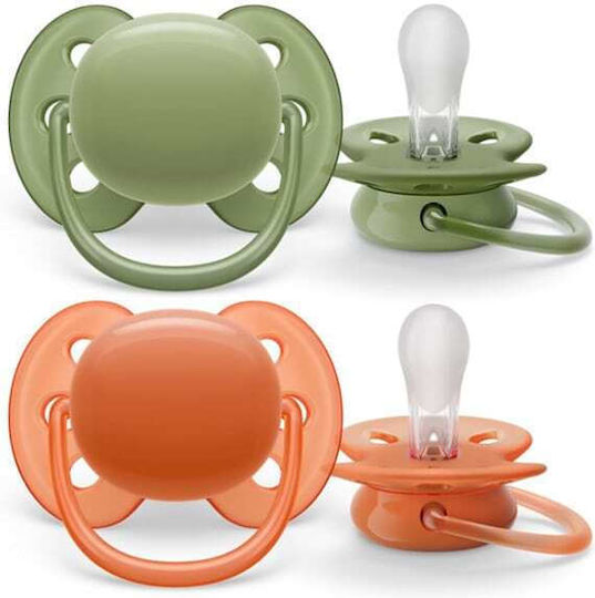 Philips Ultra Orthodontic Pacifiers Silicone Green / Red for 18+ months 2pcs