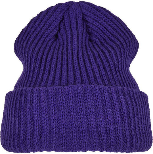 Beanie Unisex Beanie with Rib Knit in Purple color