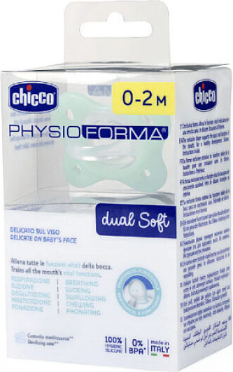 Chicco Physioforma Pacifier Silicone Dual Soft Green for 0-2 months