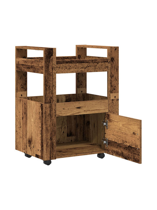 vidaXL Wooden Kitchen Trolley 3 Tiers Brown 60x45x80cm