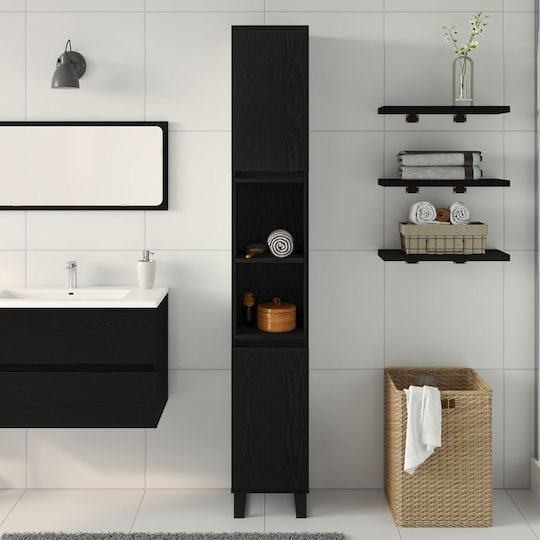 vidaXL Στήλη Μπάνιου Δαπέδου Μ30xΒ30xΥ190cm Μαύρη