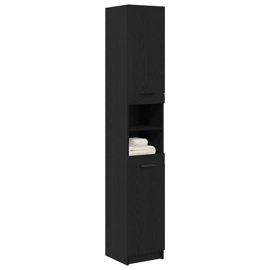 vidaXL Floor Bathroom Column Cabinet L32xD34xH188.5cm Black