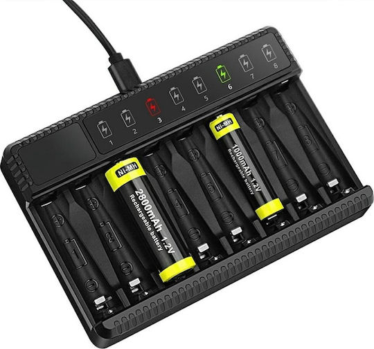 Beline USB Φορτιστής 8 Μπαταριών Μεγέθους AA/AAA
