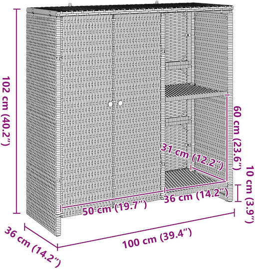 Dulap cu două uși Plastic 100x36x102cm