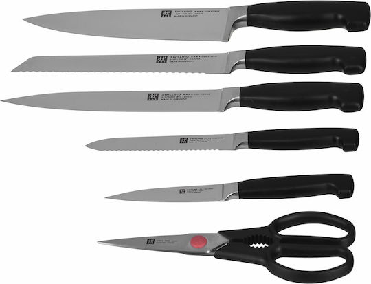 Zwilling J.A. Henckels Vier Sterne Σετ Μαχαίρια με Βάση από Ανοξείδωτο Ατσάλι 7τμχ