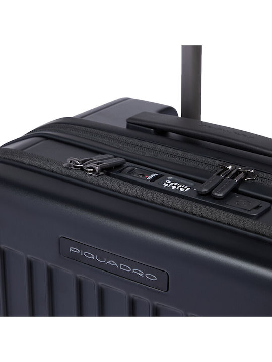 Piquadro Βαλίτσα Ταξιδίου Καμπίνας Black με 4 Ρόδες