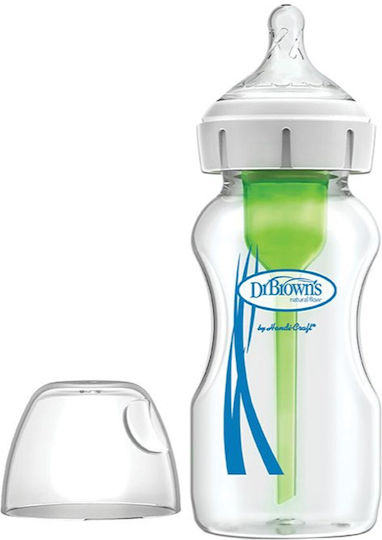 Dr. Brown's Glass Baby Bottle Options Anti-colic with Silicone Teat for 0+ Months Transparent 270ml