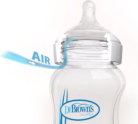 Dr. Brown's Glass Baby Bottle Options Anti-colic with Silicone Teat for 0+ Months Transparent 270ml