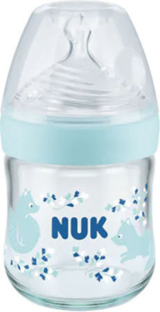 Nuk Glass Baby Bottle Nature Sense Anti-Colic with Silicone Nipple for 0-6 months Gray Dots - Grey 120ml