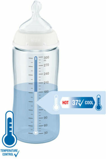 Nuk Plastic Baby Bottle First Choice Plus Anti-Colic with Rubber Teat for 0-6 Months Blue Crocodiles - Blue 150ml
