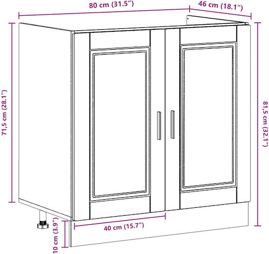Dulap pentru Chiuvetă Sonoma Oak 80x46x84.5buc