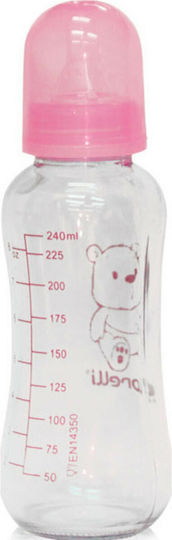 Lorelli Glass Baby Bottle Anti-Colic with Silicone Teat for 0+ Months Pink 240ml
