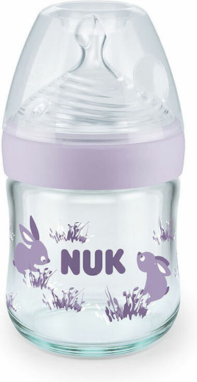 Nuk Plastic Baby Bottle Nature Sense Temperature Control Anti-Colic with Silicone Teat for 0-6 Months Purple Deer - Purple 150ml