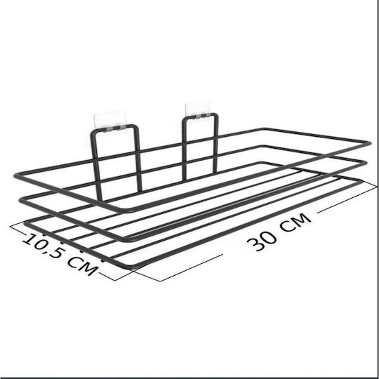 Femmit Wandmontiertes Metall-Snap-On-Badezimmerregal Set 2 Regale 4 Haken 30x10,5x12,5 cm Schwarz Matt