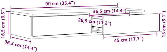 vidaXL Συρτάρι Κρεβατιού Ξύλινο Γκρι 90x36.5x16.5cm