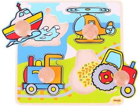 Lemnos Puzzle pentru Copii cu Îmbinări Mijloacele de Transport 4buc Big Jigs