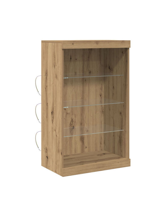 Floor-standing Living Room Display Cabinet made of Particleboard with Glass & Lighting Walnut 60.5x37x100cm