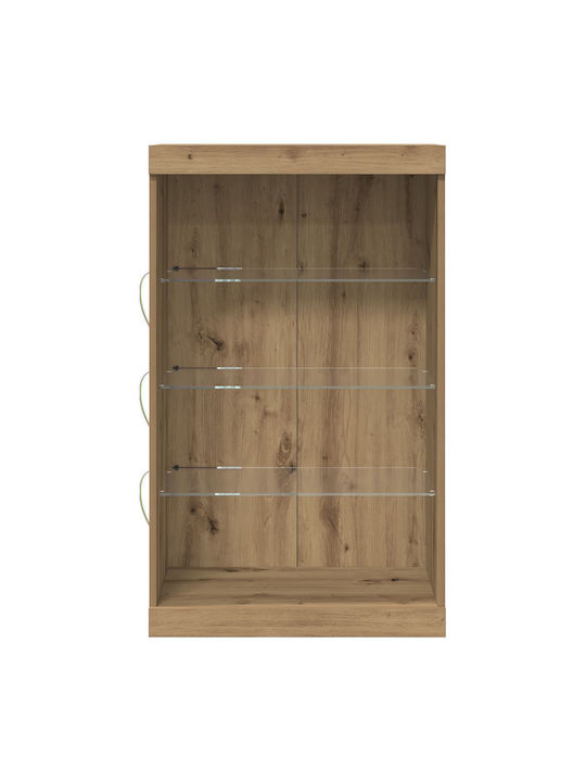 Floor-standing Living Room Display Cabinet made of Particleboard with Glass & Lighting Walnut 60.5x37x100cm