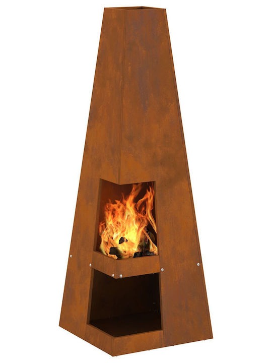 vidaXL Kamin Draußen Metallisch Braun 35x35x100cm
