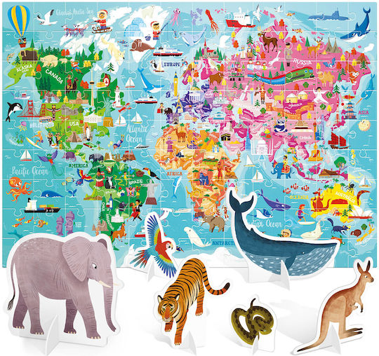 Παιδικό Puzzle Ο Γύρος Του Κόσμου 108pcs Headu
