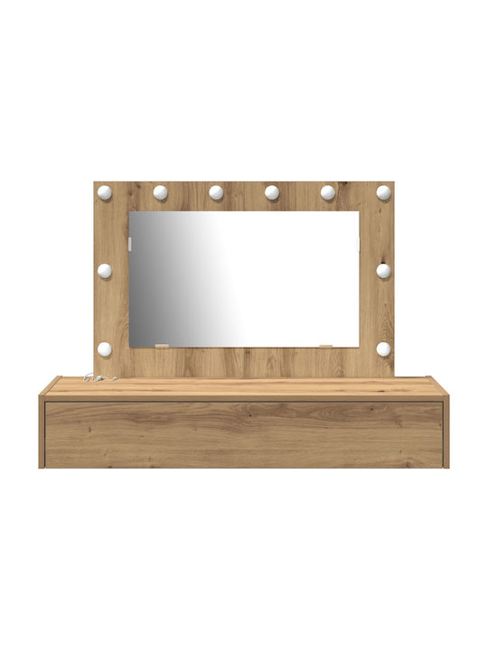 Wandmontage Schminktisch Schlafzimmer Holz Artisan Braune mit Spiegel 100x40x70cm