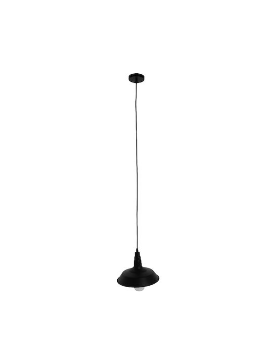 GloboStar Ray Hängelampe Schwarz Glocke mit Fassung E27 26x25cm.