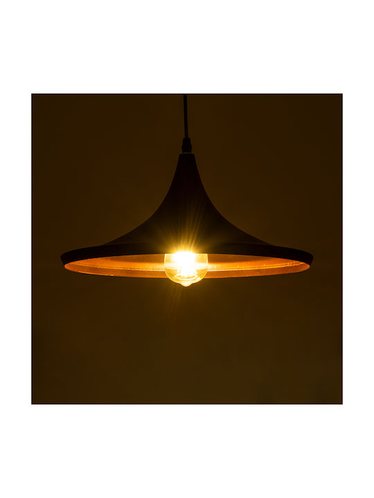Shanghai Black & Gold Bell Pendant Ceiling Light with E27 Socket 01025 - Set of 3 Pieces