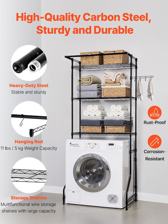 Vevor Floor Bathroom Shelf Metallic Black