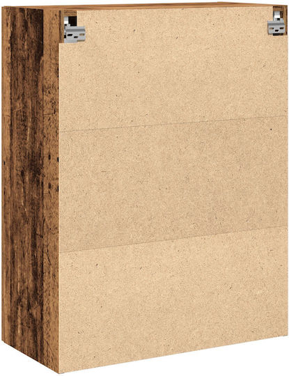 Wall Living Room Display Cabinet made of Particleboard with Glass Old Wood 69.5x34x90cm