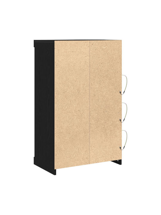 Floor-standing Living Room Display Cabinet made of Particleboard with Glass & Lighting Black Oak 60.5x37x100cm